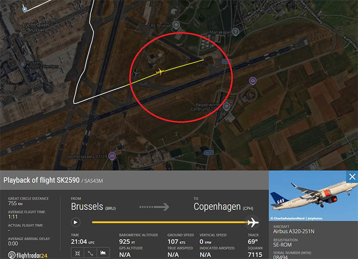 SAS uçağı taksi yolundan kalkışa geçti